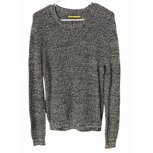 Prince & Fox S Crewneck Sweater Pullover Cable Knit Mens Gray Black Tweed Casual